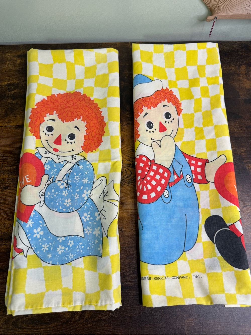 Raggedy Ann & Andy Retro Pillow Cases - Yellow Check